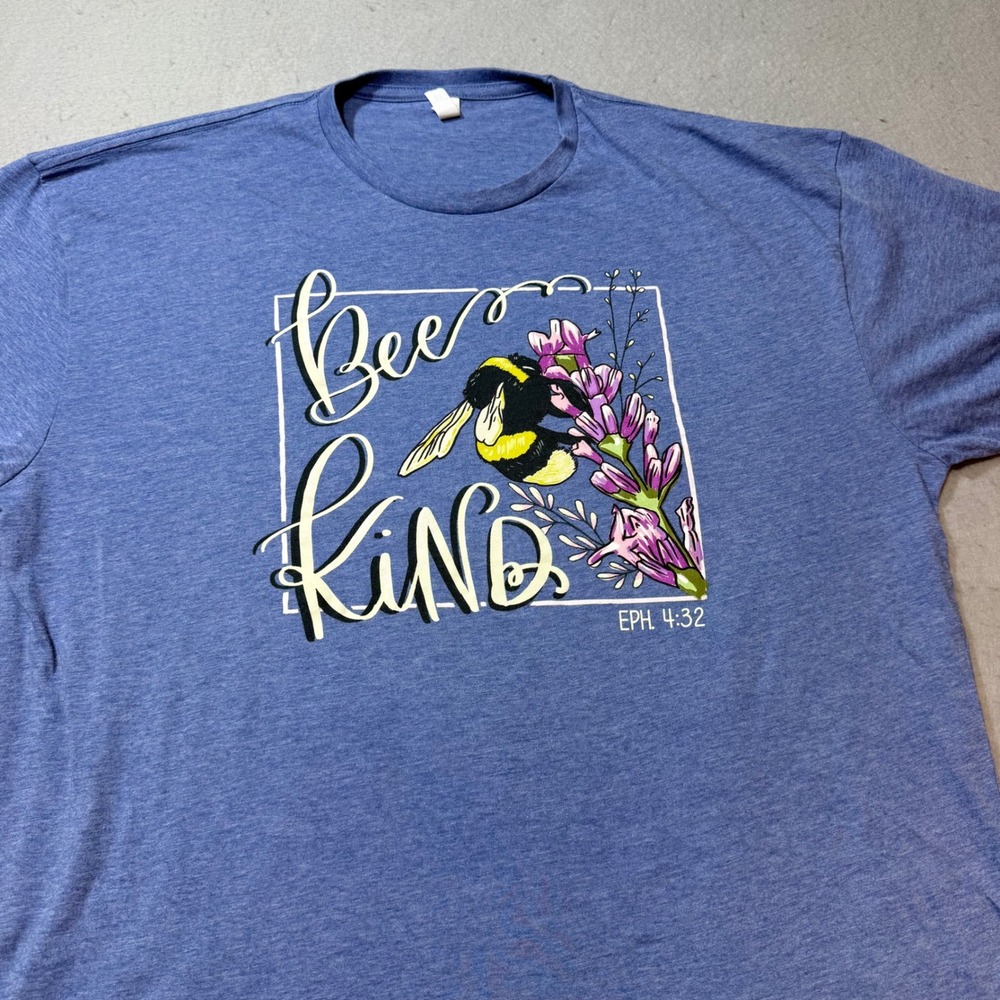 Love‎ in Faith Bee Kind Graphic T Shirt Blue Cotton Blend Plus Size 2X